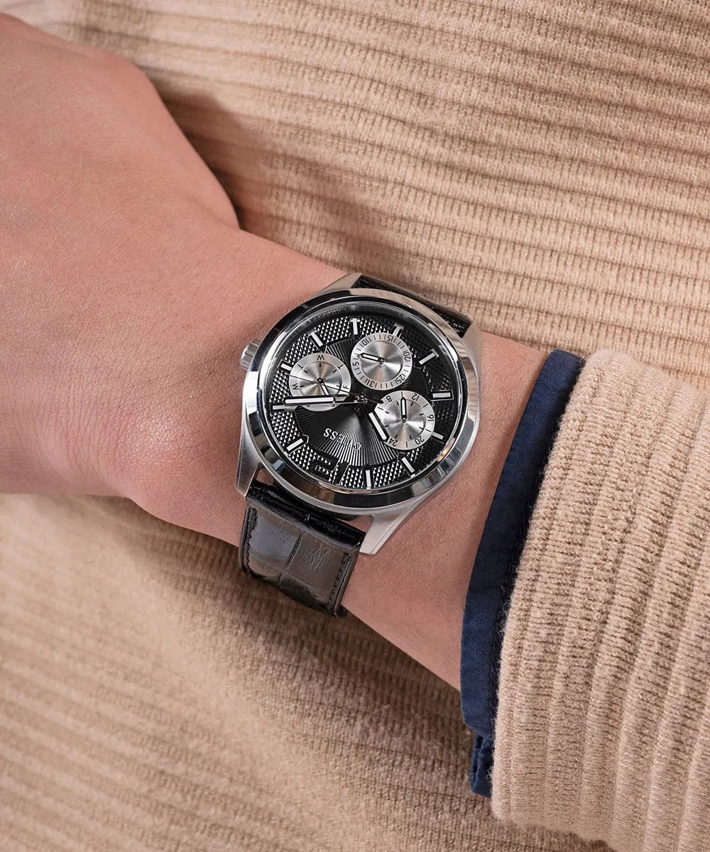 Guess Womens/Mens Silver Watches GUESS Mens Silver Tone Multi-function Watch Box Set