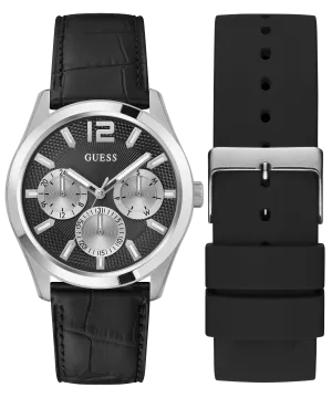 Guess Womens/Mens Silver Watches GUESS Mens Silver Tone Multi-function Watch Box Set