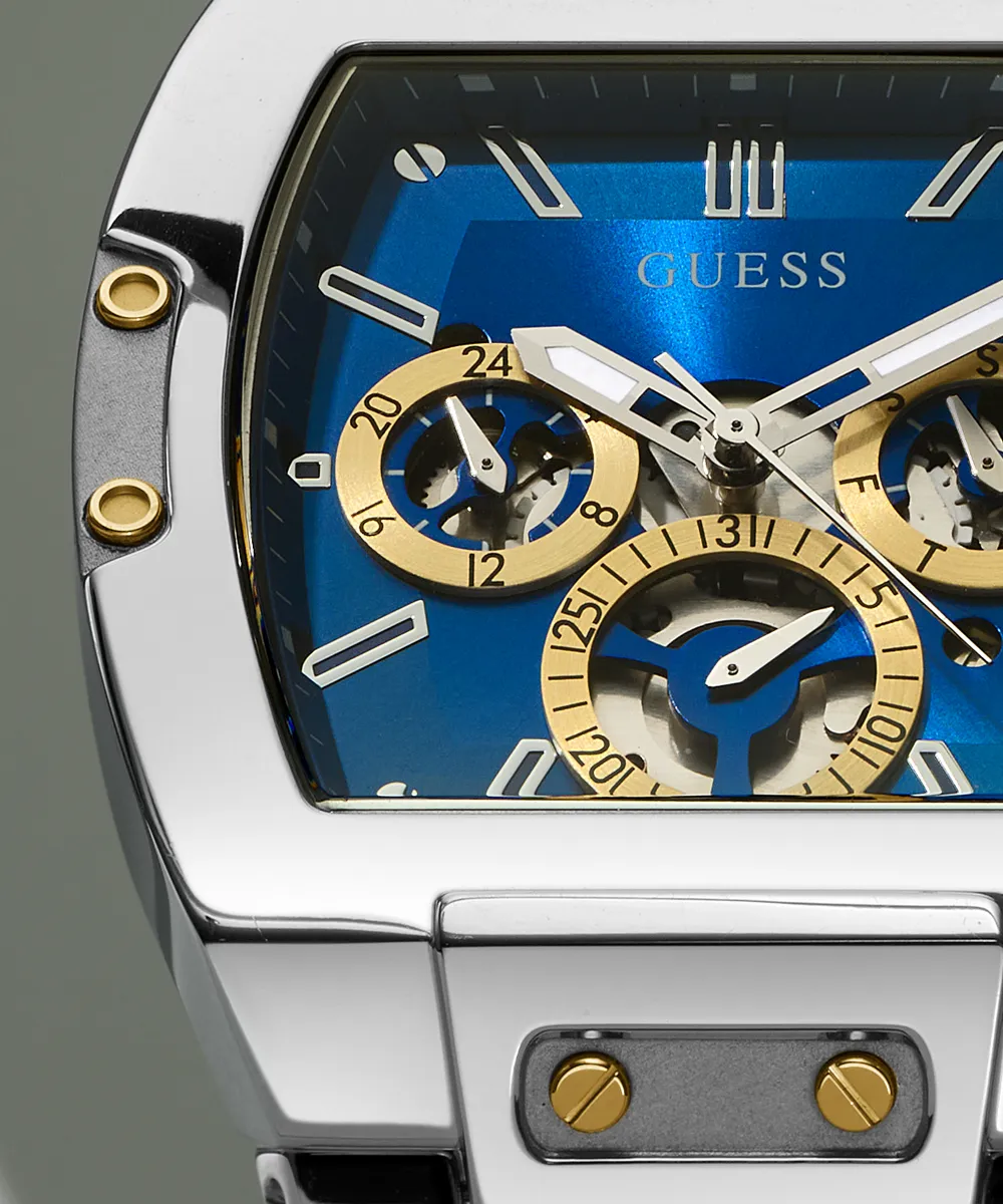 Guess Womens/Mens Silver Watches GUESS Mens Silver Tone Multi-function Watch