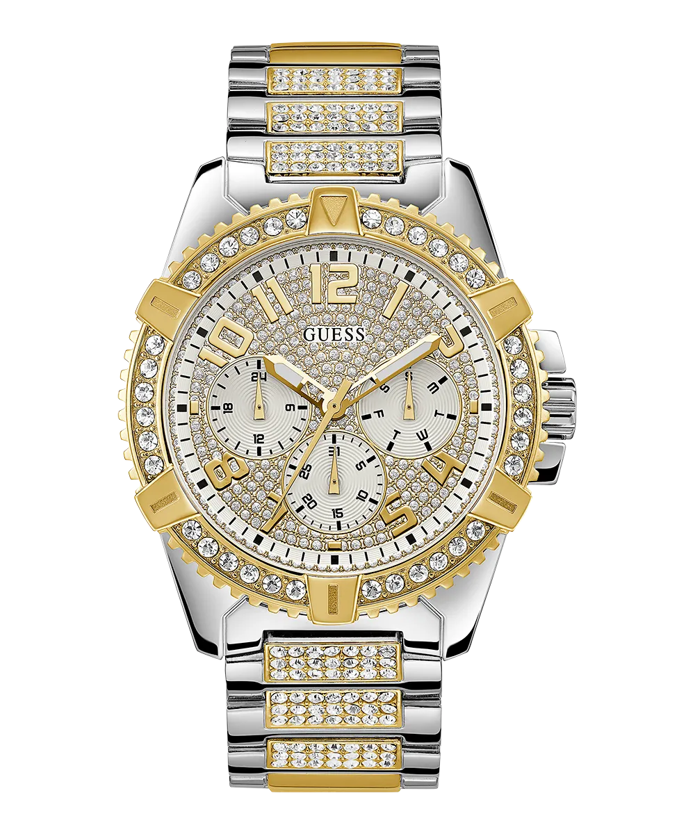 Guess Womens/Mens Silver Watches GUESS Mens Silver Tone/Gold Tone Multi-function Watch