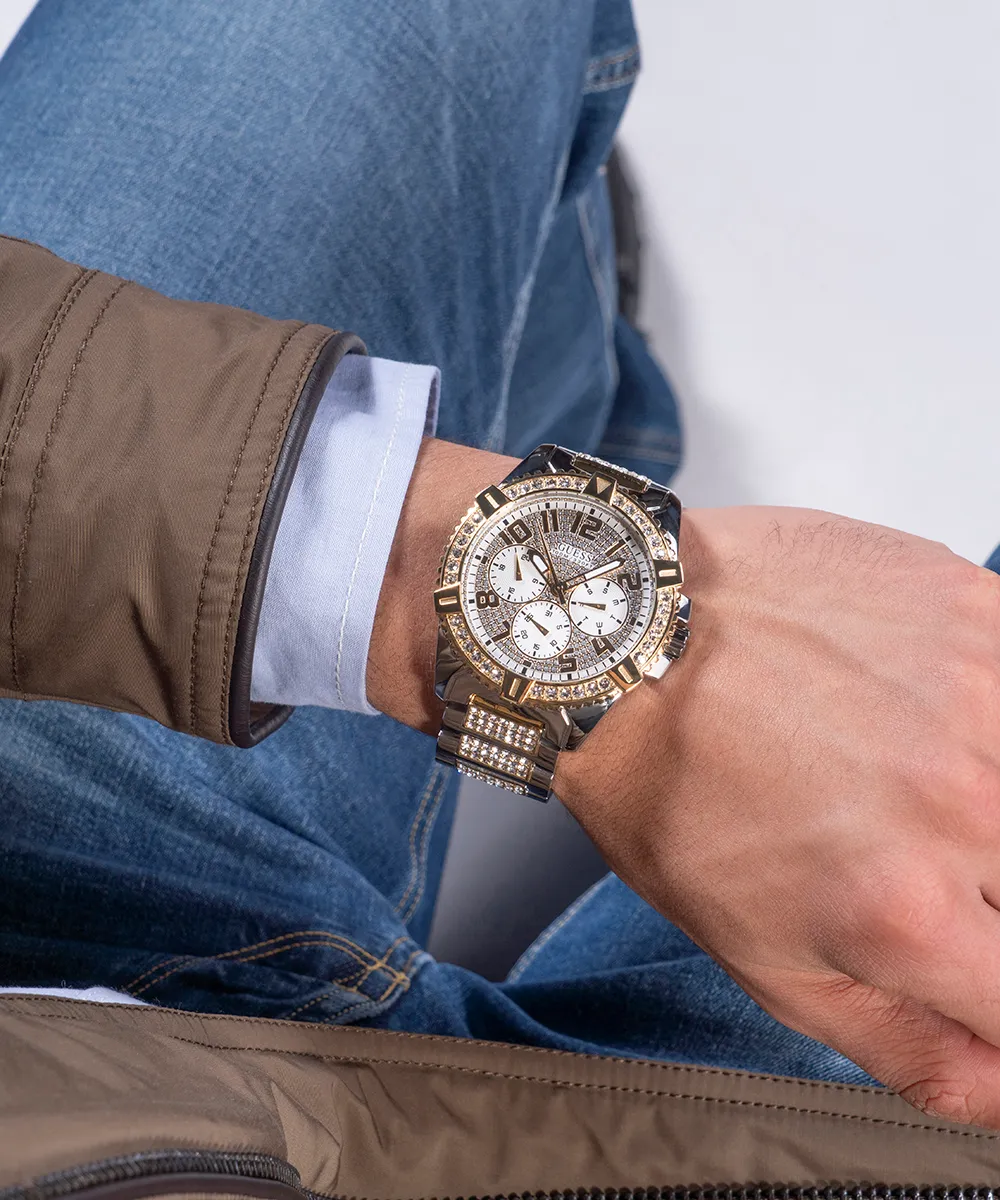 Guess Womens/Mens Silver Watches GUESS Mens Silver Tone/Gold Tone Multi-function Watch