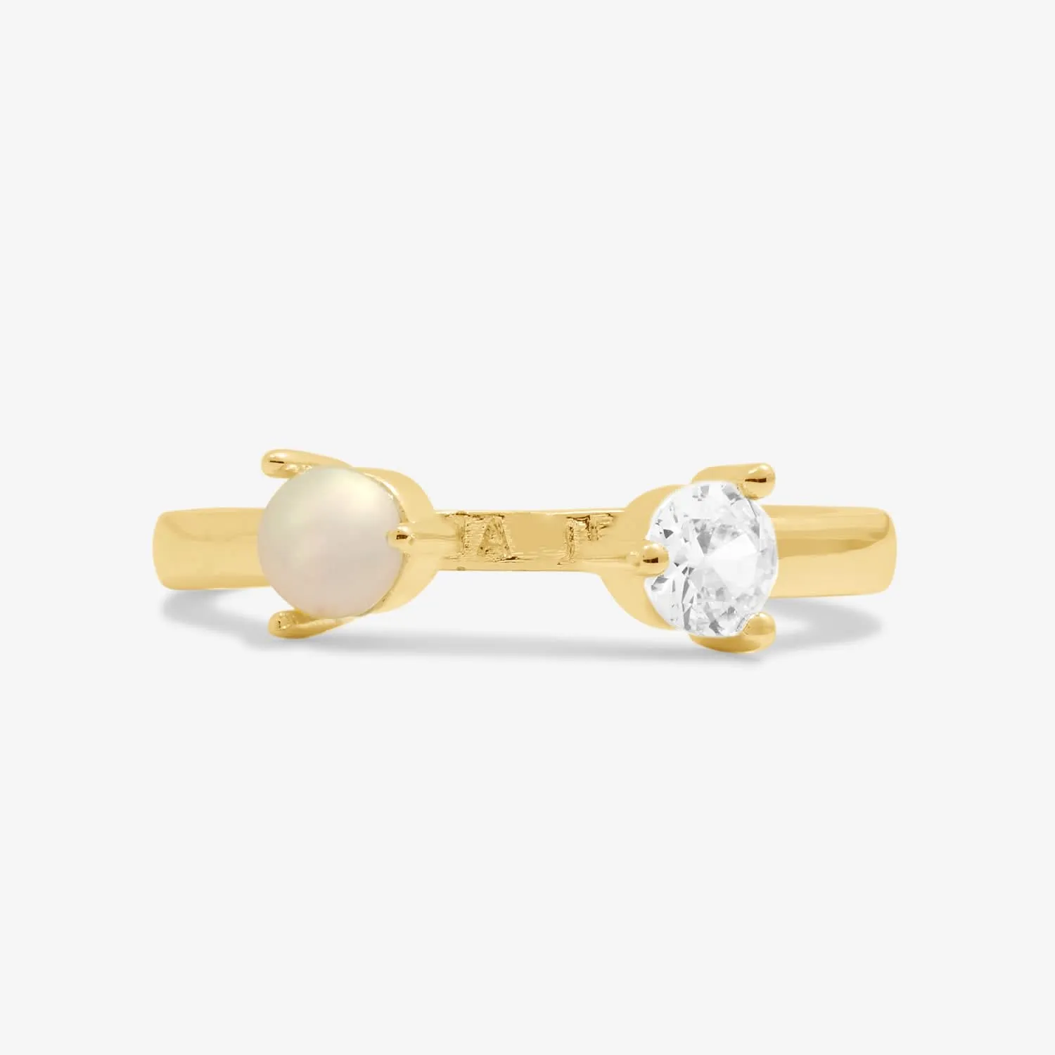 Halo Pearl Cubic Zirconia & Pearl Gold Plated Ring 8108 Joma Jewellery