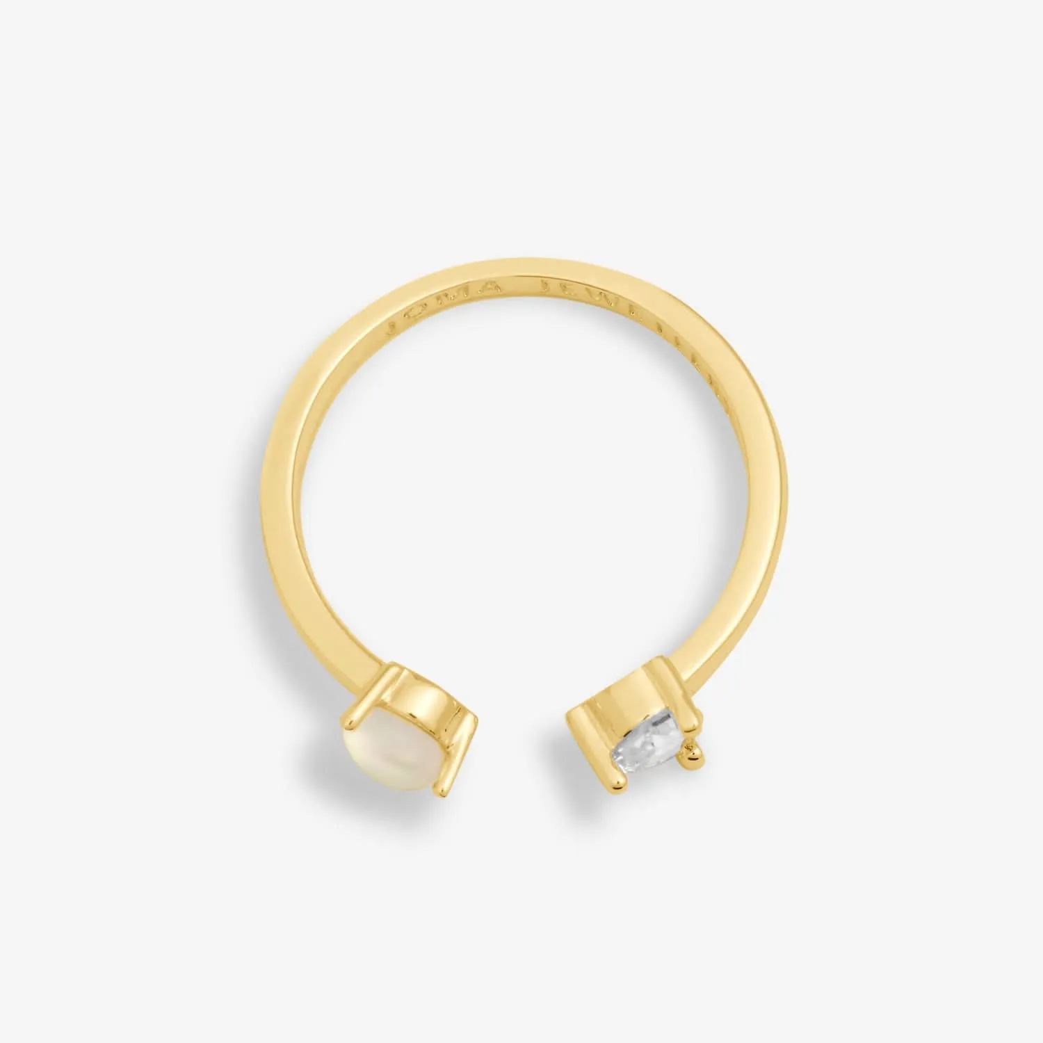 Halo Pearl Cubic Zirconia & Pearl Gold Plated Ring 8108 Joma Jewellery