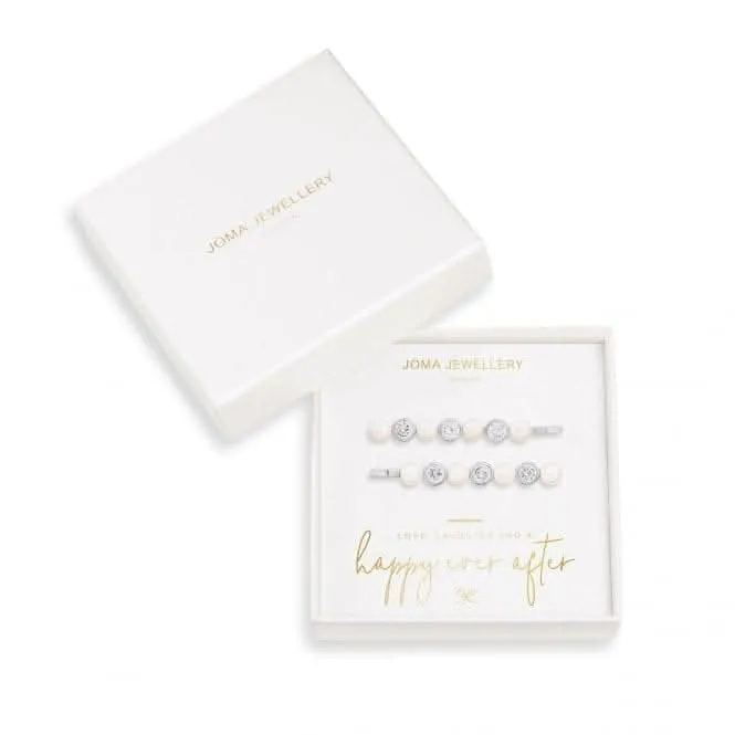 Happy Ever After Hair Accessories Silver Pearl Zirconia Hair Slides 3677 Joma Jewellery