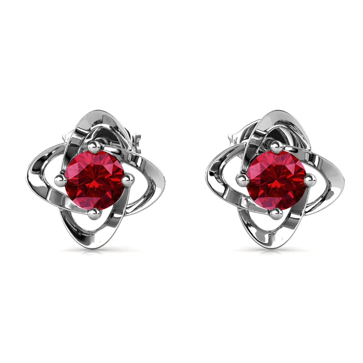 Infinity January Birthstone Garnet Earrings 18k White Gold Plated Silver Birthstone Earrings with Swarovski Crystal