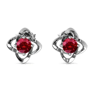 Infinity January Birthstone Garnet Earrings 18k White Gold Plated Silver Birthstone Earrings with Swarovski Crystal