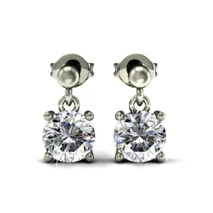 Jamie 18k White Gold Plated Drop Dangle Stud Earrings with Swarovski Crystals — Final Sale