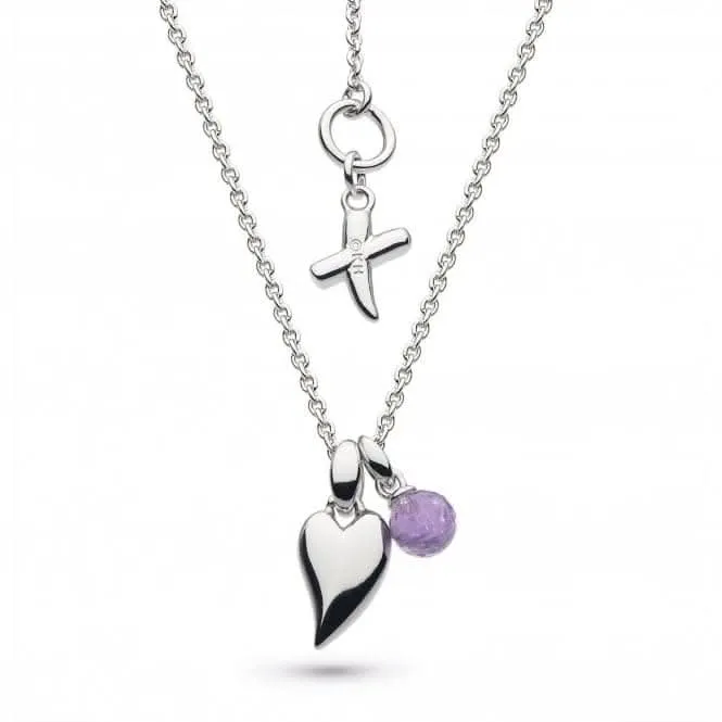 Kit Heath Desire Kiss Crush Mini Heart Amethyst Briolette 17" Necklace 90PKAM Kit Heath Jewelry And Accessories