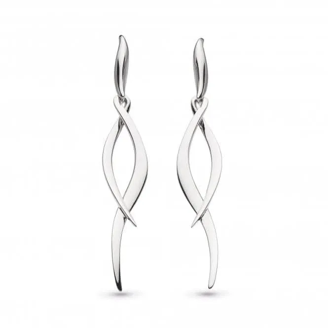 Kit Heath Entwine Twine Twist Rhodium Plate Drop Earrings 60223RP Kit Heath Jewelry And Accessories