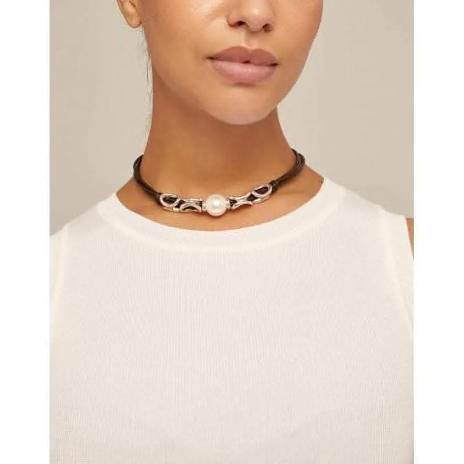 Legend White Leather Pearl Shell Necklace Unode50 Jewelry And Accessories