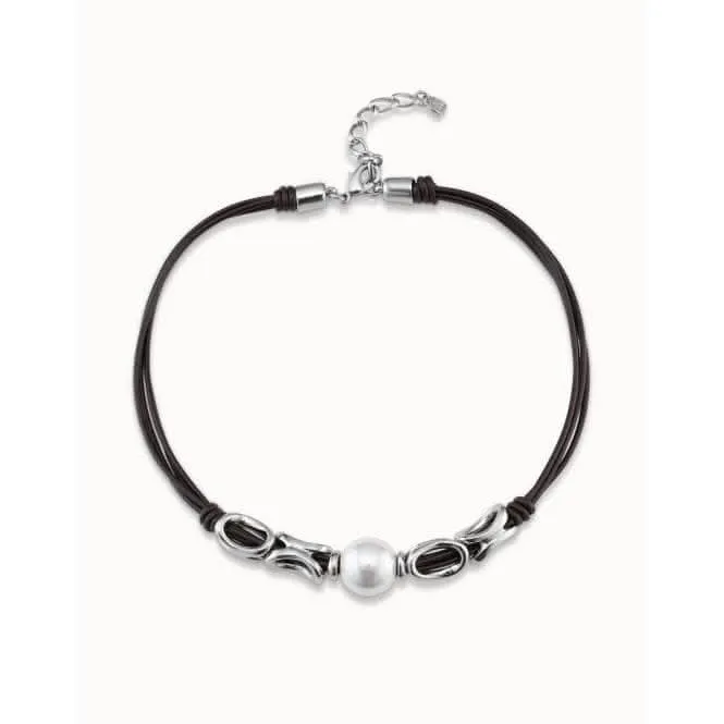 Legend White Leather Pearl Shell Necklace Unode50 Jewelry And Accessories