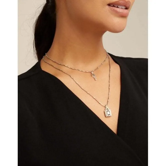 Lock Grey Metal Faceted Crystal Necklace Unode50 Jewelry And Accessories
