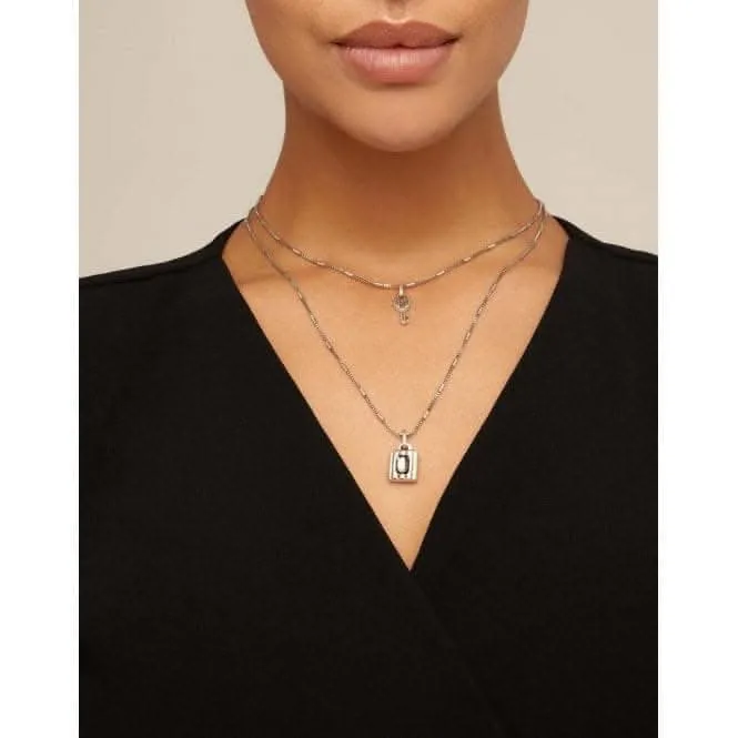 Lock Grey Metal Faceted Crystal Necklace Unode50 Jewelry And Accessories