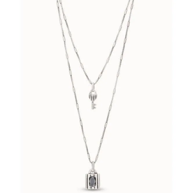 Lock Grey Metal Faceted Crystal Necklace Unode50 Jewelry And Accessories