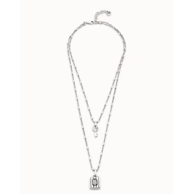Lock Grey Metal Faceted Crystal Necklace Unode50 Jewelry And Accessories