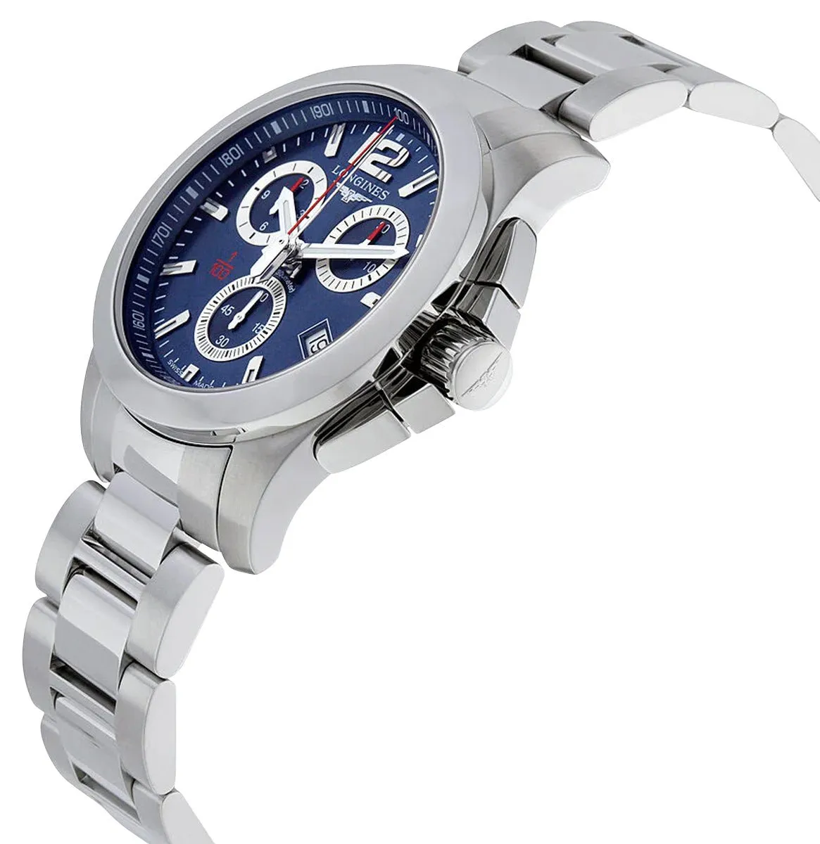 Longines Conquest Chronograph Stainless Steel Blue Dial Date Divers Quartz Mens Watch L3.700.4.96.6 Longines Watches