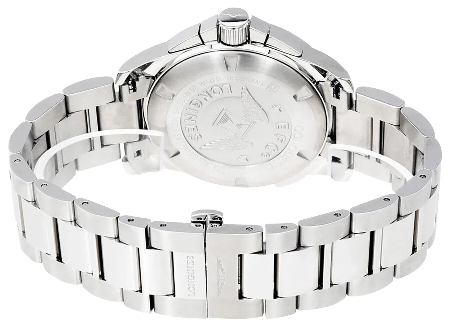 Longines Conquest Chronograph Stainless Steel Silver Dial Date Divers Quartz Mens Watch L3.702.4.76.6 Longines Watches