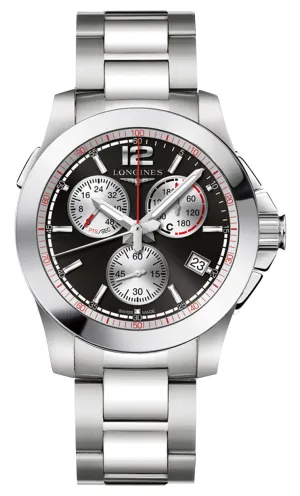 Longines Conquest Jumping Chronograph Stainless Steel Black Dial Date Quartz Mens Watch L3.701.4.56.6 Longines Watches