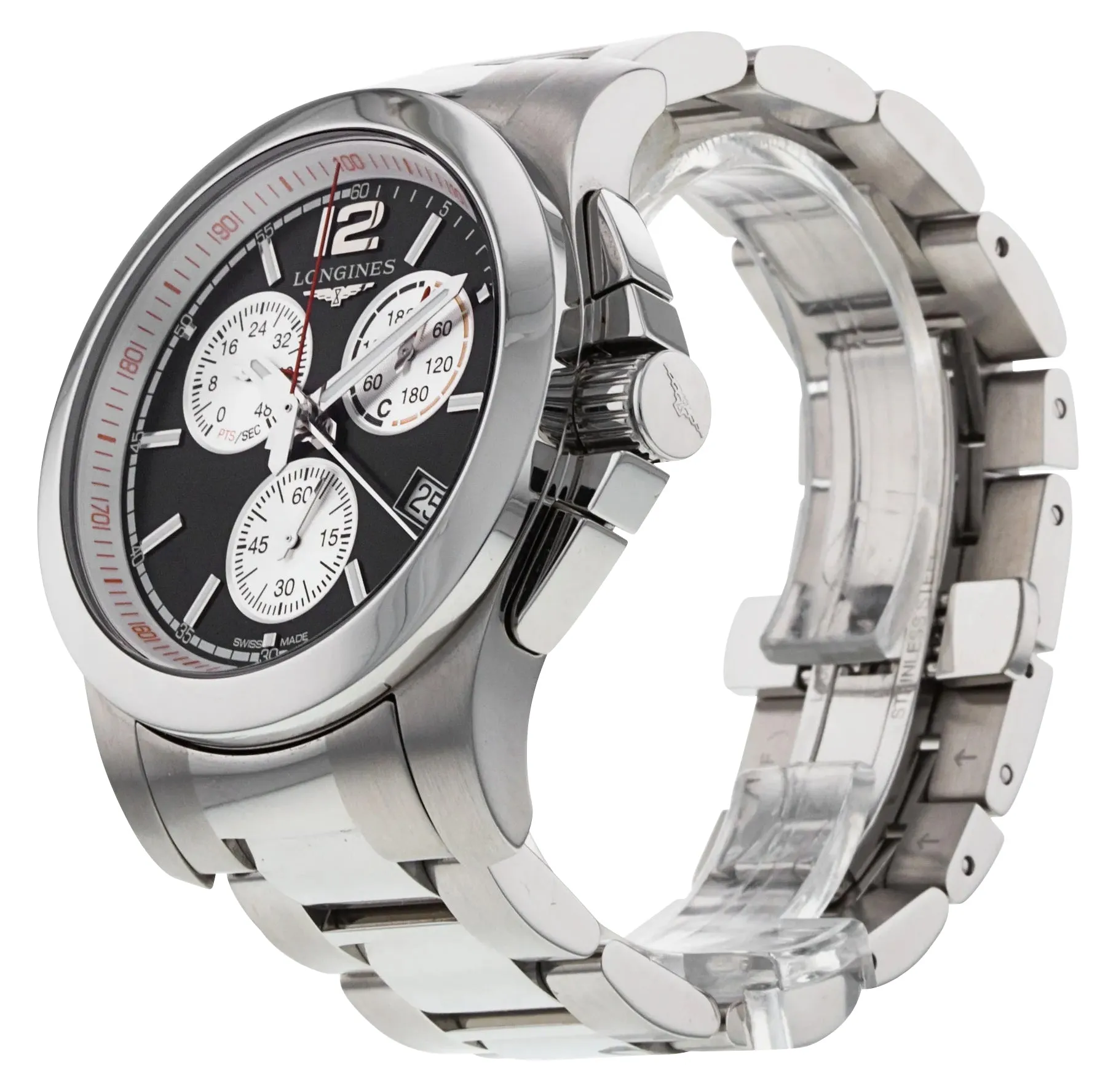 Longines Conquest Jumping Chronograph Stainless Steel Black Dial Date Quartz Mens Watch L3.701.4.56.6 Longines Watches