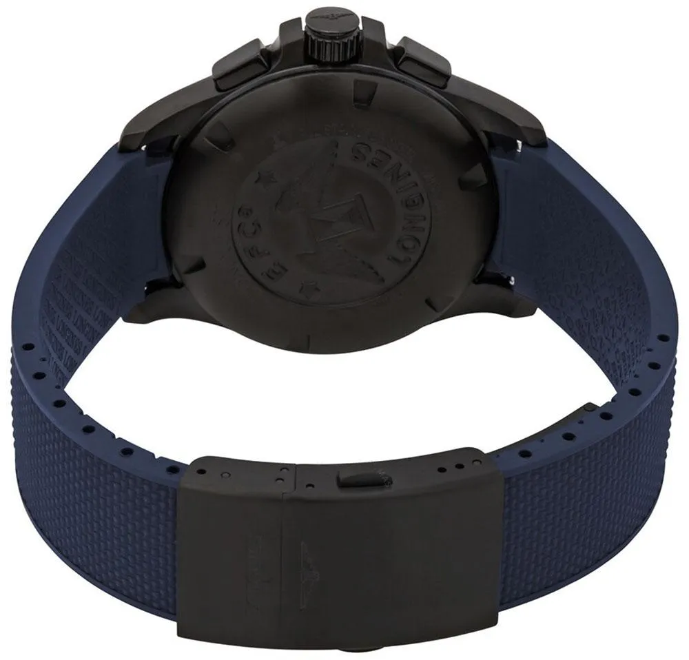Longines Conquest V.H.P. Chronograph Black PVD Blue Rubber Strap Blue Dial Perpetual Calendar Date Quartz Mens Watch L3.717.2.96.9 Longines Watches