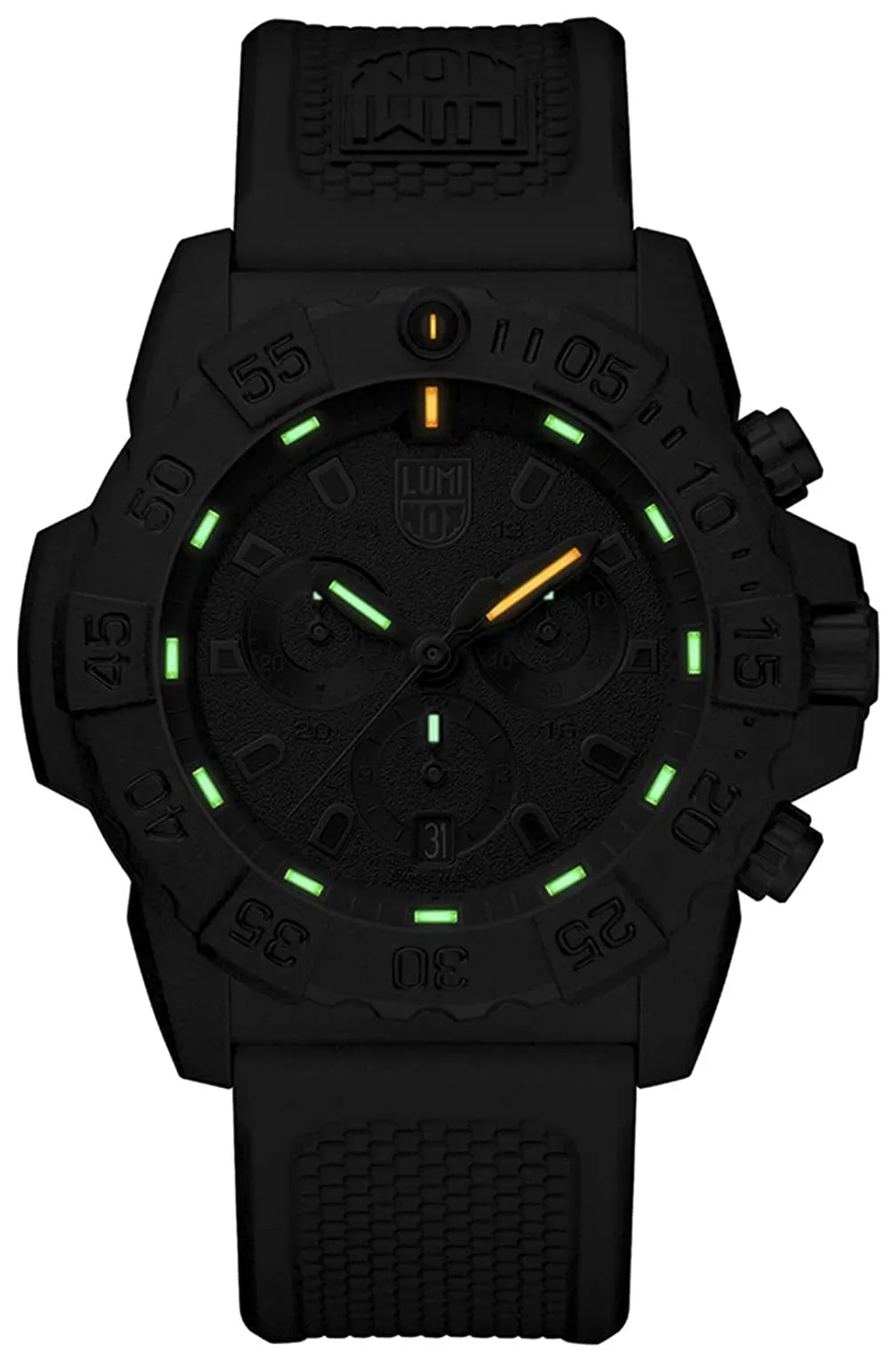 Luminox Navy SEAL Chronograph CARBONOX Black Dial Black Rubber Strap Date Divers Quartz Mens Watch XS.3581.BO Luminox Watches