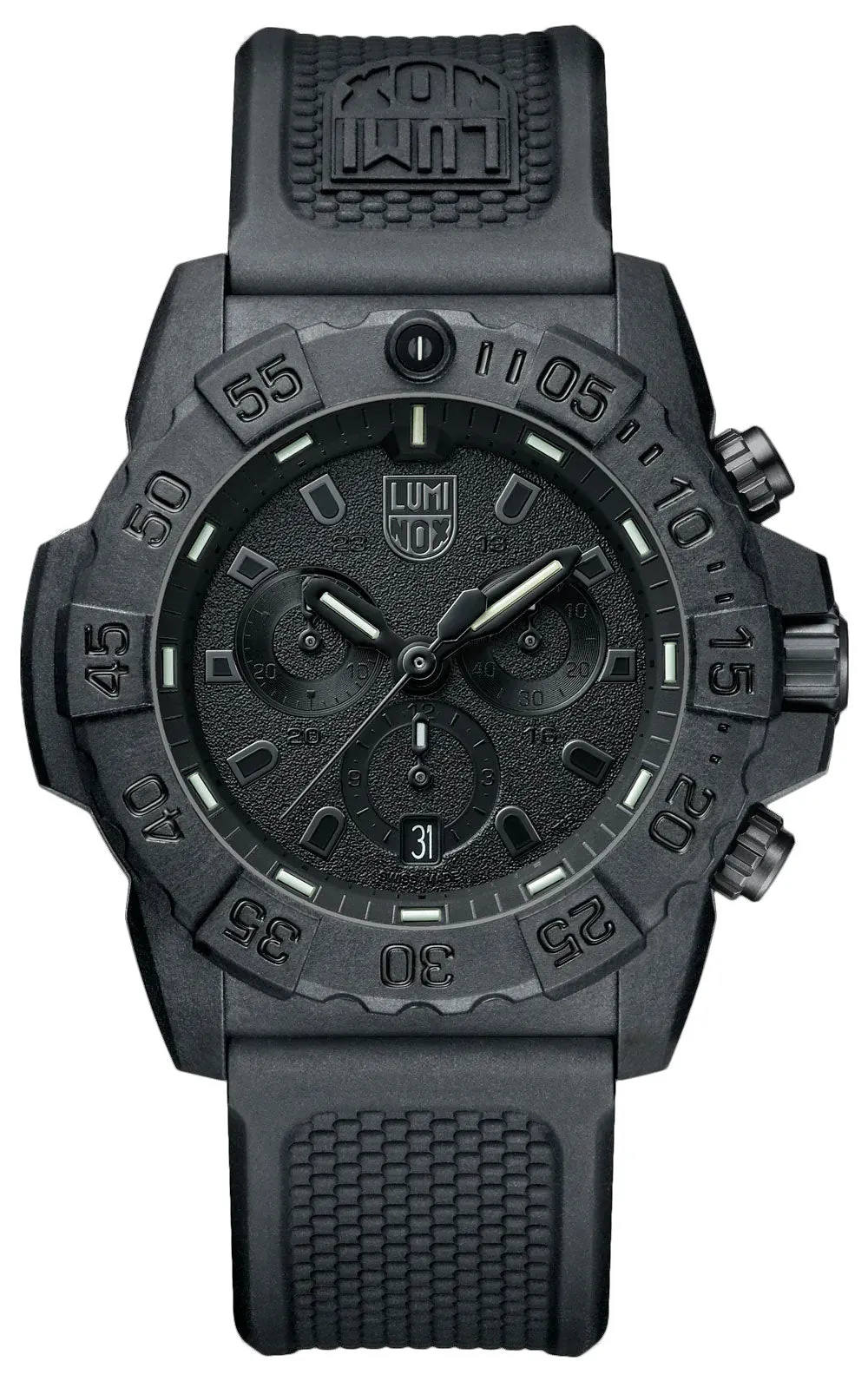 Luminox Navy SEAL Chronograph CARBONOX Black Dial Black Rubber Strap Date Divers Quartz Mens Watch XS.3581.BO Luminox Watches
