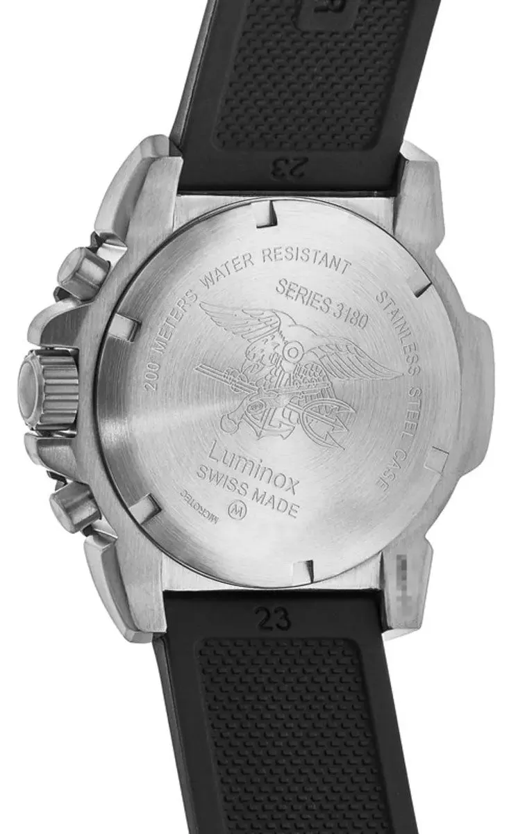 Luminox Navy SEAL Colormark Chronograph Stainless Steel Black Dial Black Rubber Strap Date Divers Quartz Mens Watch XS.3181.F Luminox Watches