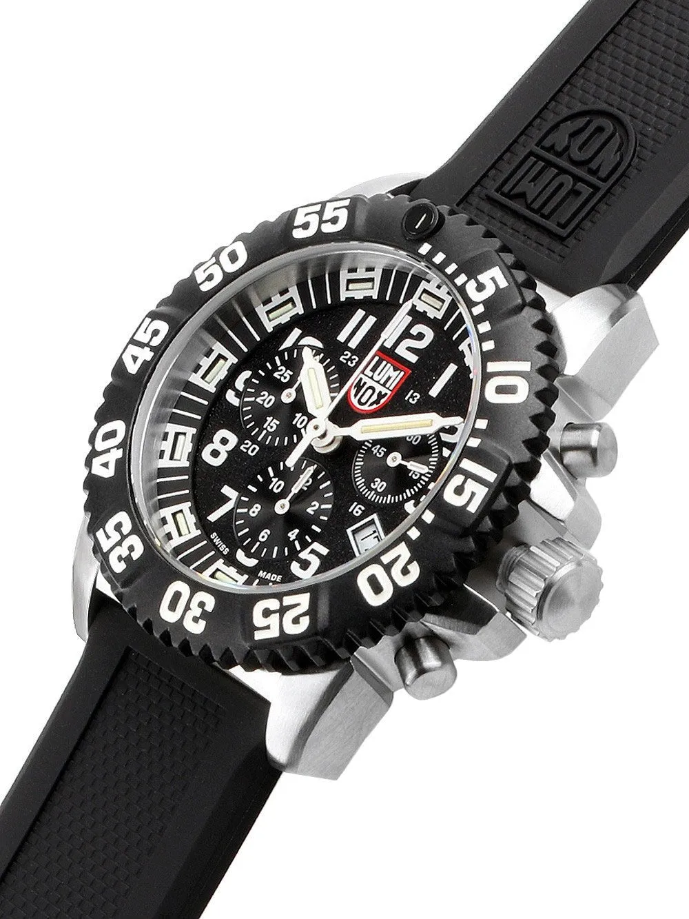 Luminox Navy SEAL Colormark Chronograph Stainless Steel Black Dial Black Rubber Strap Date Divers Quartz Mens Watch XS.3181.F Luminox Watches