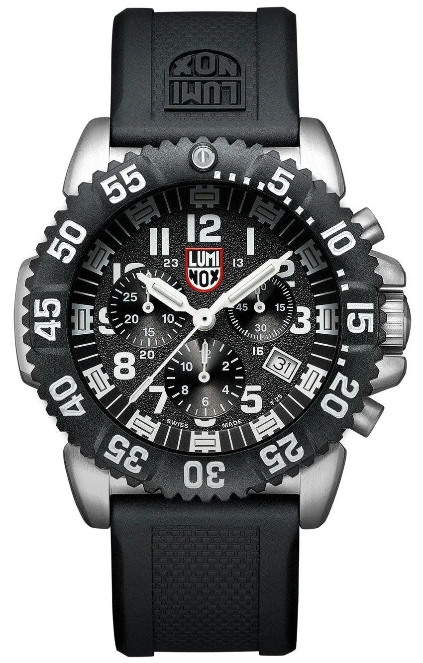 Luminox Navy SEAL Colormark Chronograph Stainless Steel Black Dial Black Rubber Strap Date Divers Quartz Mens Watch XS.3181.F Luminox Watches