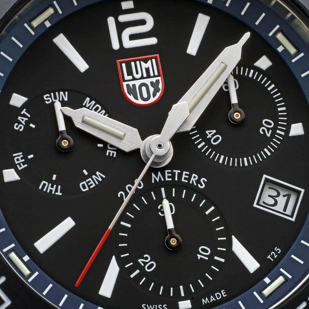 Luminox Pacific Diver Chronograph Stainless Steel Black Dial Blue Rubber Strap Day/Date Divers Quartz Mens Watch XS.3143 Luminox Watches