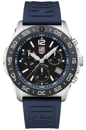 Luminox Pacific Diver Chronograph Stainless Steel Black Dial Blue Rubber Strap Day/Date Divers Quartz Mens Watch XS.3143 Luminox Watches