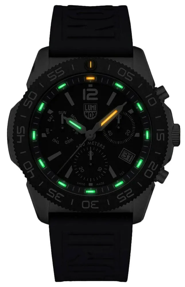 Luminox Pacific Diver Chronograph Stainless Steel Black Dial Blue Rubber Strap Day/Date Divers Quartz Mens Watch XS.3143 Luminox Watches
