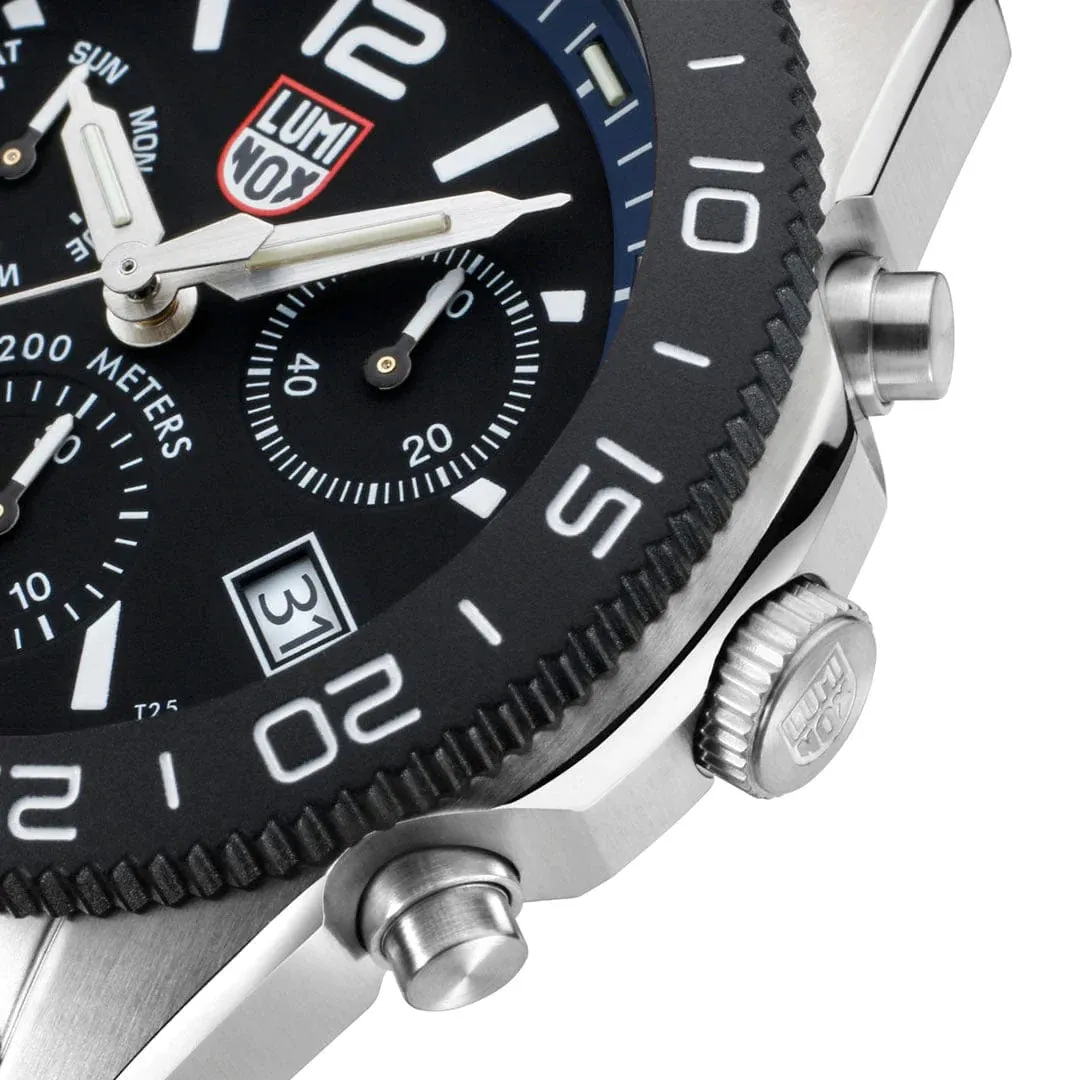 Luminox Pacific Diver Chronograph Stainless Steel Black Dial Blue Rubber Strap Day/Date Divers Quartz Mens Watch XS.3143 Luminox Watches