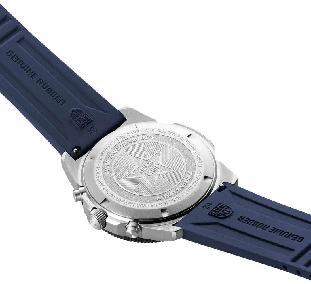 Luminox Pacific Diver Chronograph Stainless Steel Black Dial Blue Rubber Strap Day/Date Divers Quartz Mens Watch XS.3143 Luminox Watches