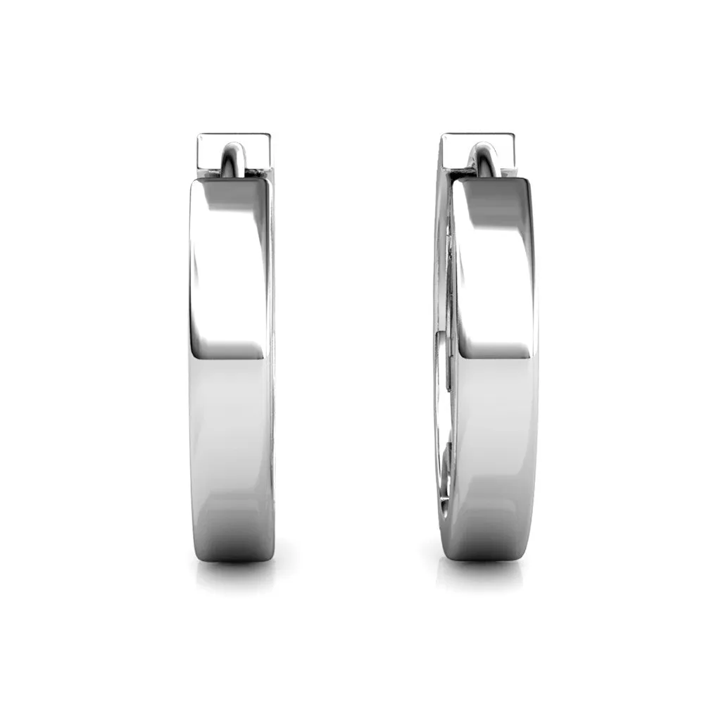 Lydia 18k White Gold Plated 16mm Hoop Earrings with Swarovski Crystals