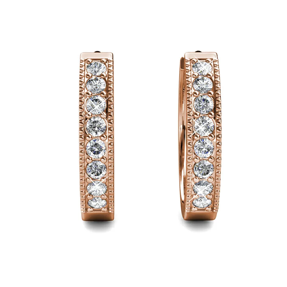 Lydia 18k White Gold Plated 16mm Hoop Earrings with Swarovski Crystals