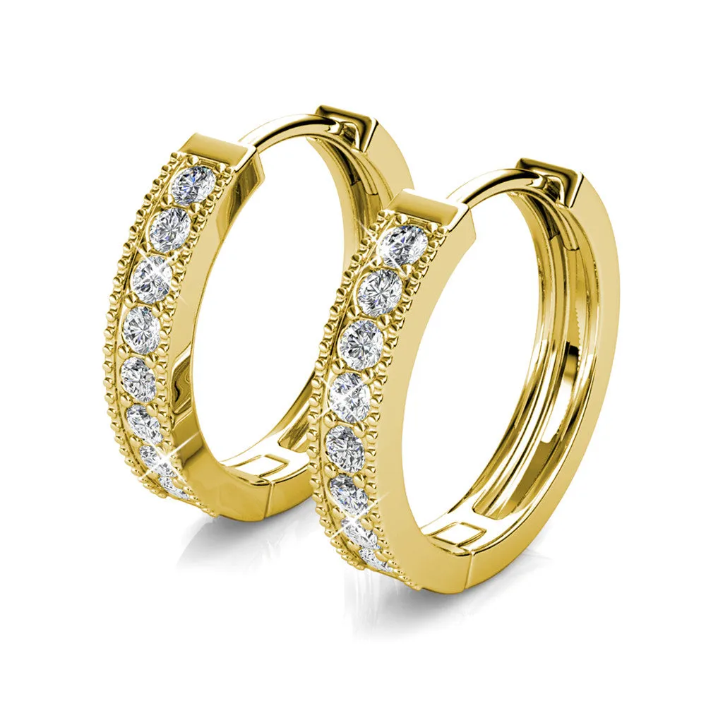 Lydia 18k White Gold Plated 16mm Hoop Earrings with Swarovski Crystals
