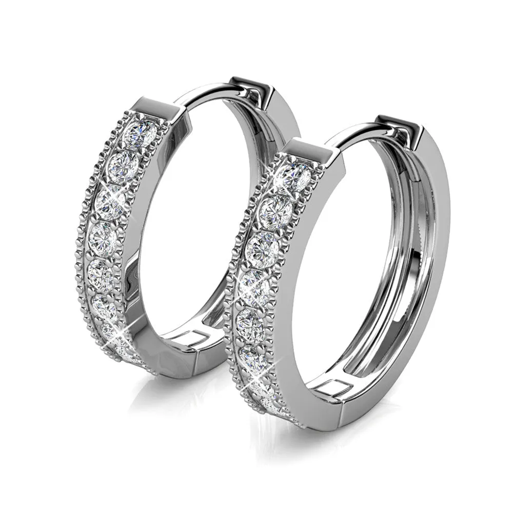 Lydia 18k White Gold Plated 16mm Hoop Earrings with Swarovski Crystals
