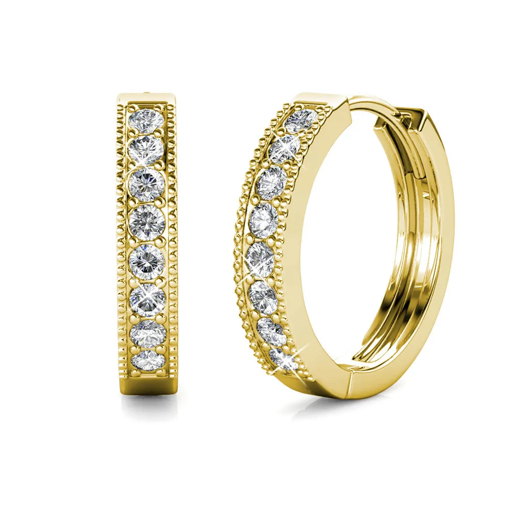 Lydia 18k White Gold Plated 16mm Hoop Earrings with Swarovski Crystals