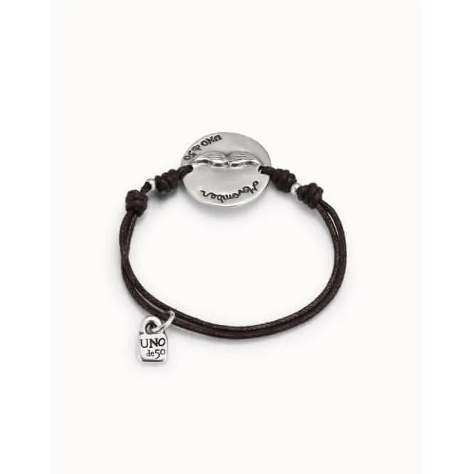Mr. Moustache Silver Leather Bracelet Unode50 Jewelry And Accessories