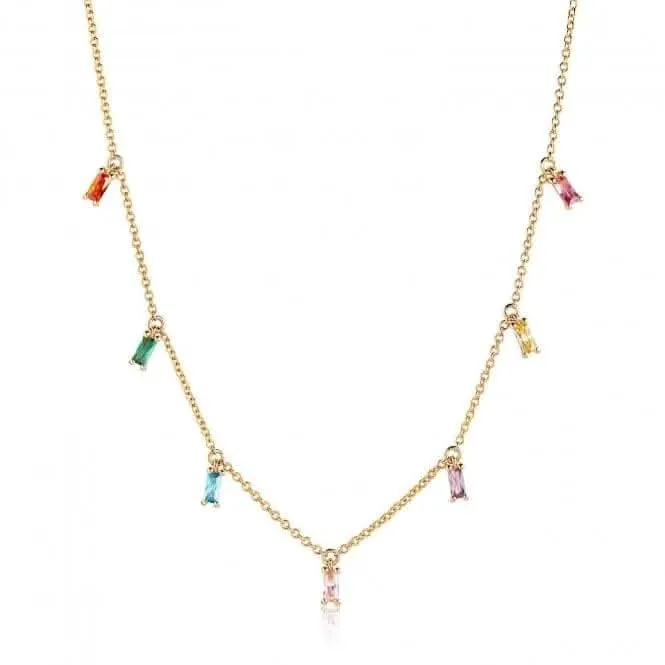 Multicoloured Zirconia Princess Baguette Necklace SJ-C1074-XCZ-SG Sif Jakobs Jewellery