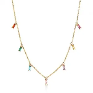 Multicoloured Zirconia Princess Baguette Necklace SJ-C1074-XCZ-SG Sif Jakobs Jewellery