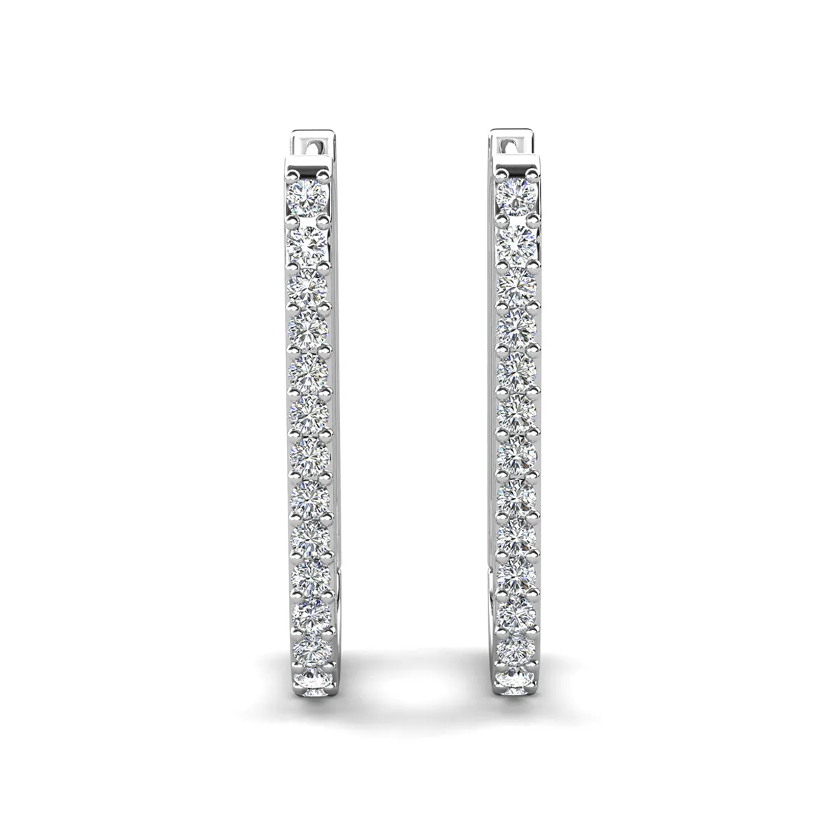 Nadia 18k White Gold Plated 24mm Hoop Earrings with Swarovski Crystals