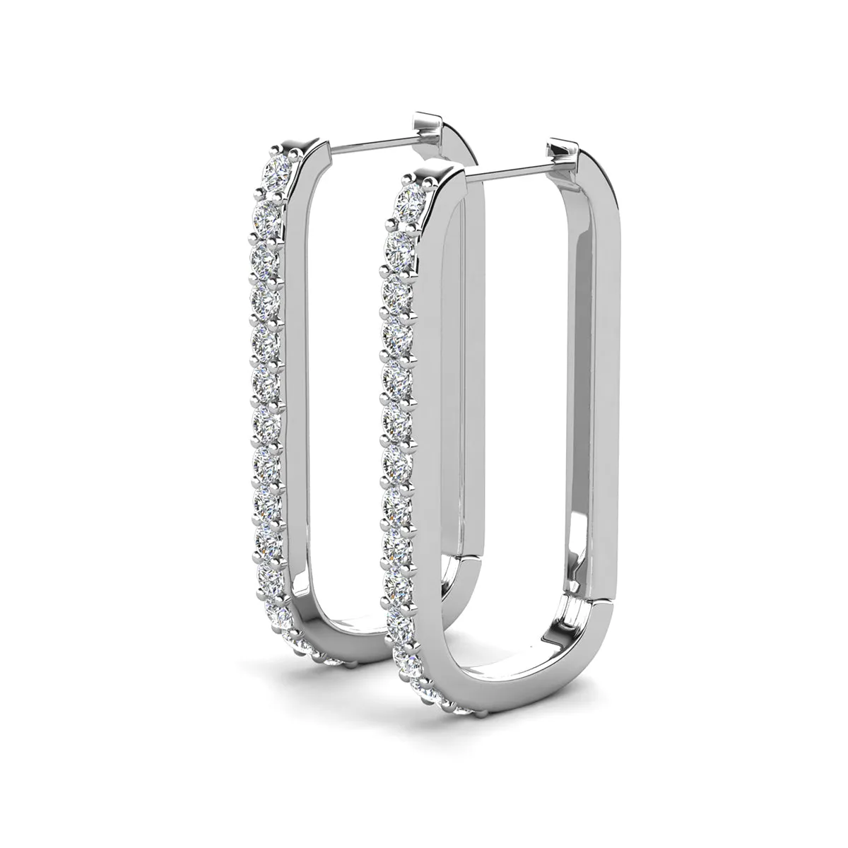 Nadia 18k White Gold Plated 24mm Hoop Earrings with Swarovski Crystals