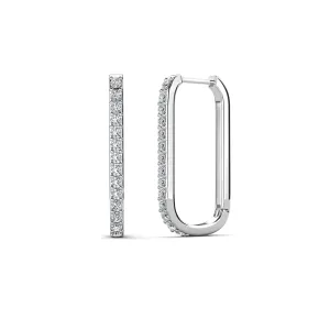 Nadia 18k White Gold Plated 24mm Hoop Earrings with Swarovski Crystals
