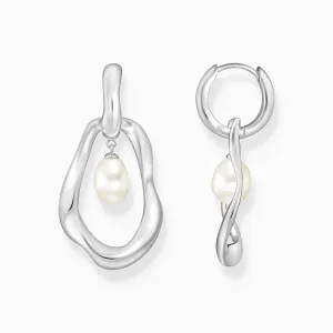 Natural Beauty Sterling Silver Freshwater Pearl Hoop Earrings H2321-082-14 Thomas Sabo Earrings