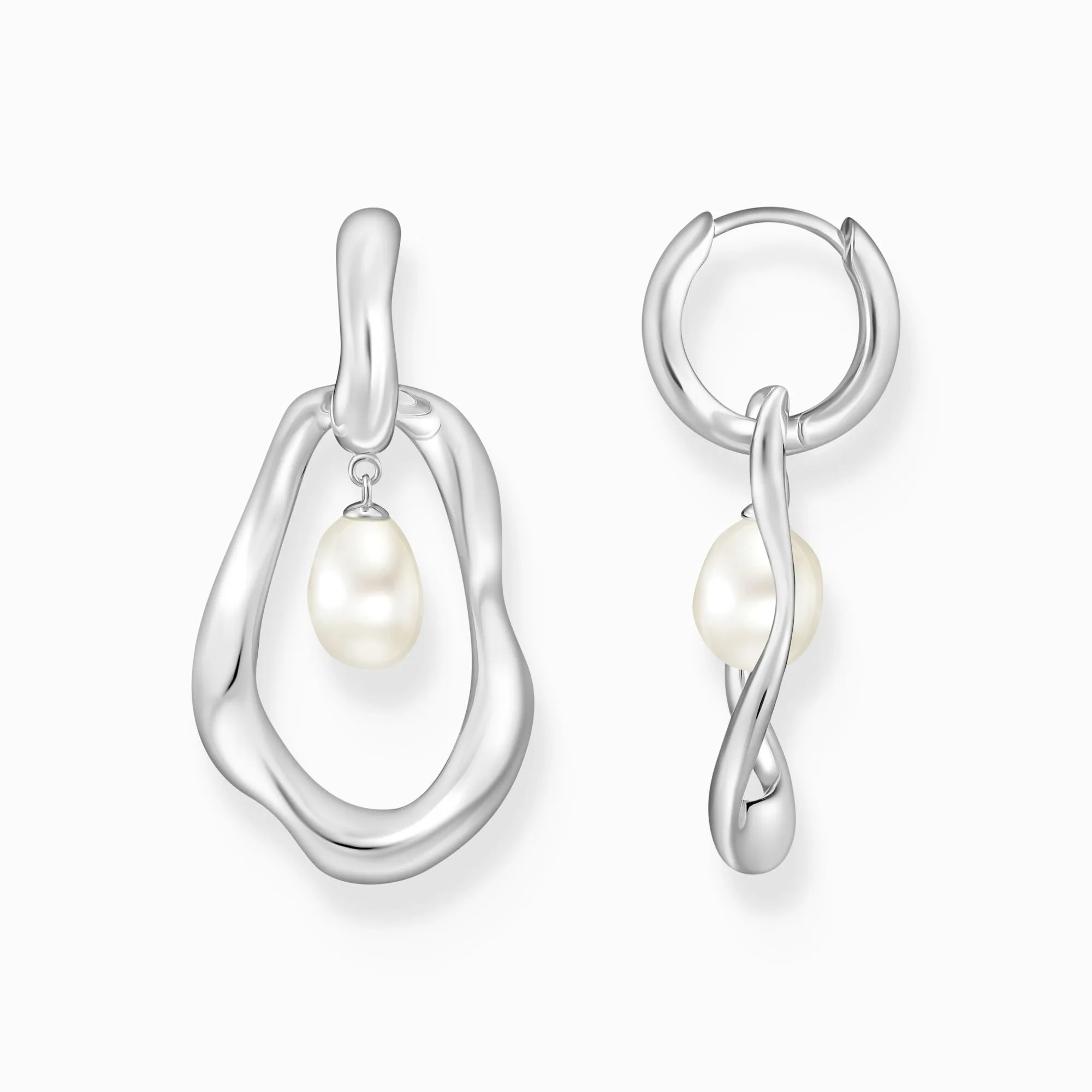 Natural Beauty Sterling Silver Freshwater Pearl Hoop Earrings H2321-082-14 Thomas Sabo Earrings