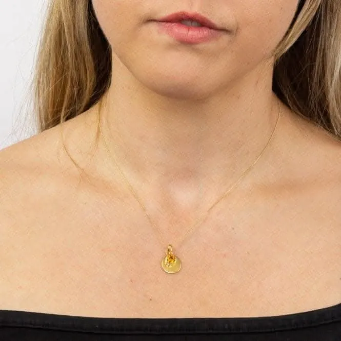 November Yellow Gold Plated Birthstone Engravable Disc Swarovski Necklace P5018 Beginnings Jewellery