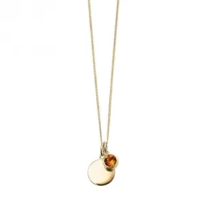 November Yellow Gold Plated Birthstone Engravable Disc Swarovski Necklace P5018 Beginnings Jewellery
