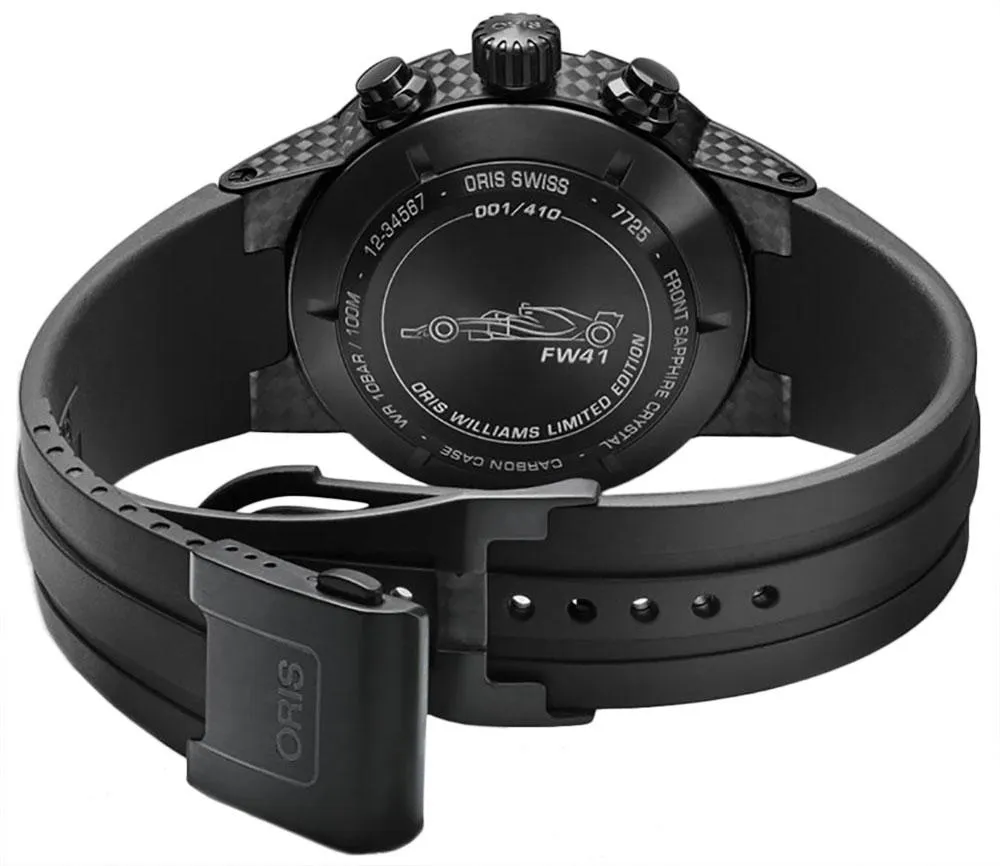 Oris Williams FW41 Limited Edition Chronograph Automatic Black Titanium Black Rubber Strap Black Dial Date Mens Watch 774 7725 8794-Set RS Oris Watches